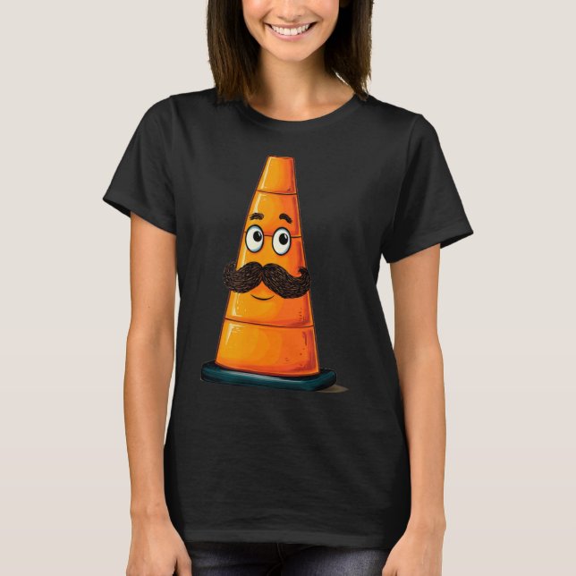 Camiseta Cone de Tráfego Legal com Bigode Castanho (Frente)