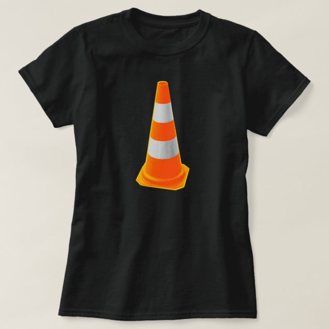 Camiseta Cone do tráfego com listras cinzentas (Frente do Design)