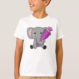Camiseta Cone Escolar de Elefantes do Jardim Infantil