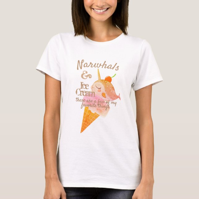 Camiseta Cone Narwhal Icecream coisas favoritas personaliza (Frente)
