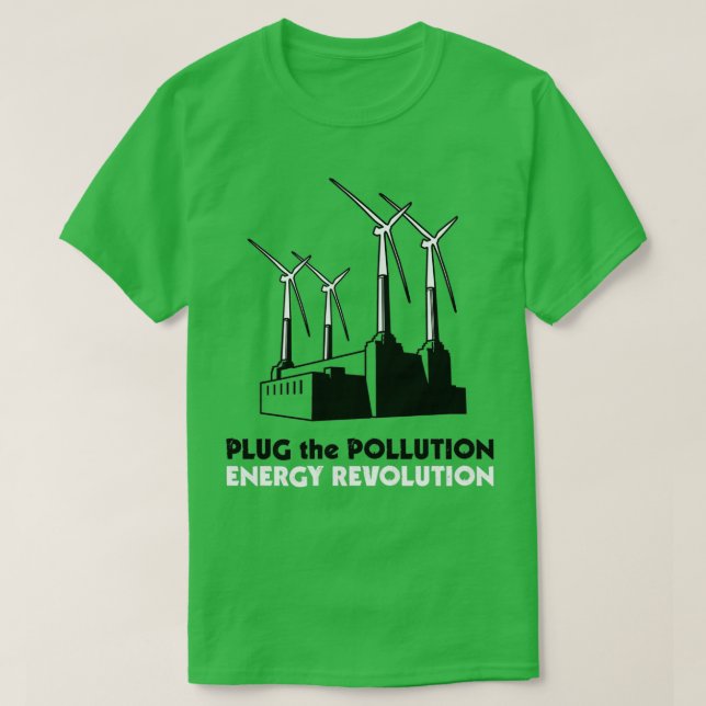 Camiseta Conecte a Revolução de Energia de Poluição (Frente do Design)
