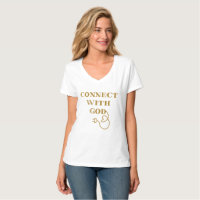 Conecte-se com Deus Bíblico Citação V-Neck da Mulh