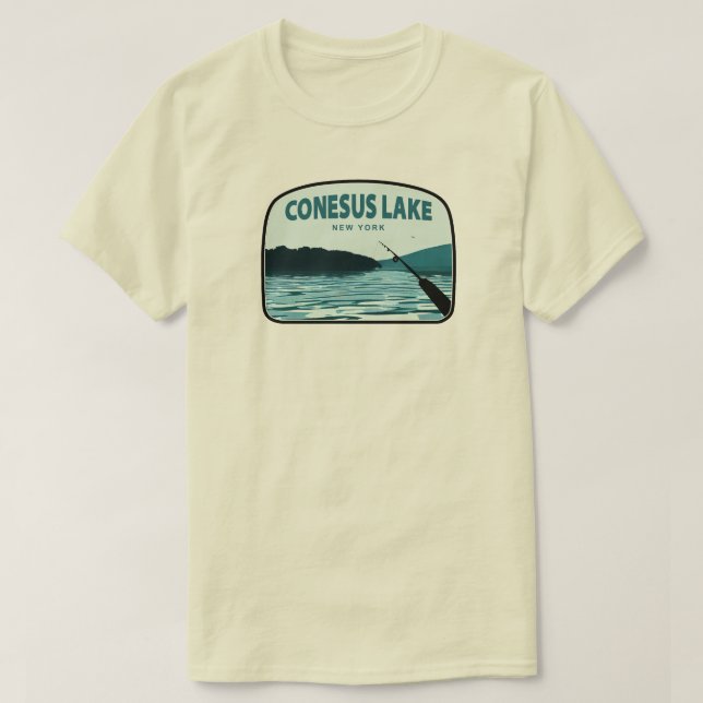 Camiseta Conesus Lake New York Fishing Rod (Frente do Design)