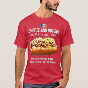 Camiseta Coney Island Hot Dog Meat Sauons Cheddar