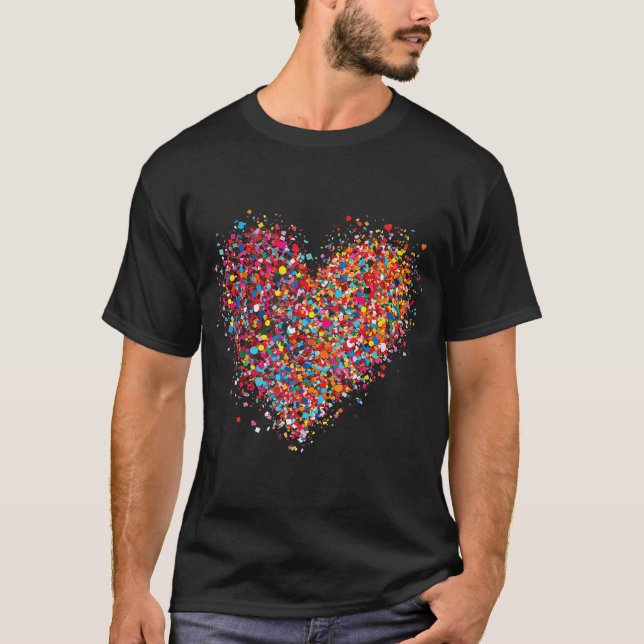 Camiseta Confetti Heart Dia de os namorados Para Mulheres A (Frente)