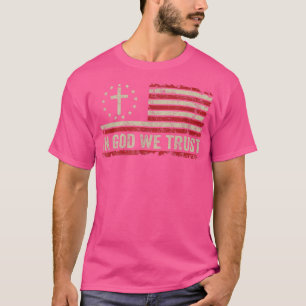 Camiseta Confiamos Em Vintage American Flag Cross Patri