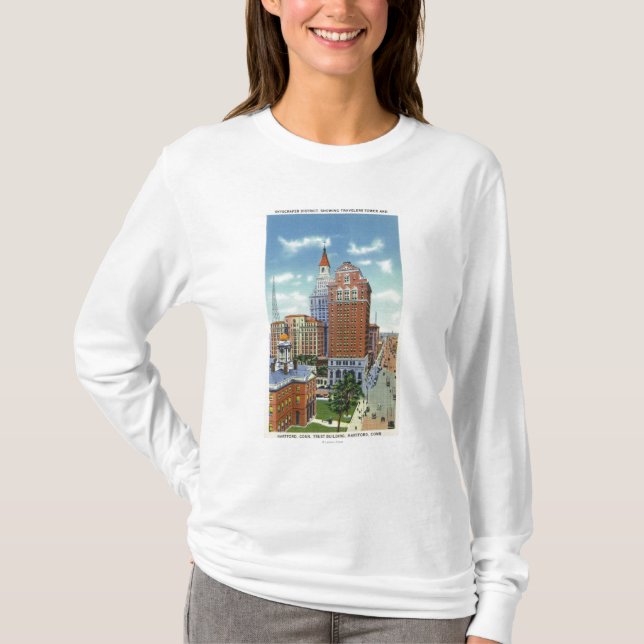 Camiseta Confiança Bldg e opinião da torre dos viajantes (Frente)