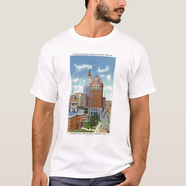 Camiseta Confiança Bldg e opinião da torre dos viajantes (Frente)
