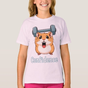 Camiseta Confiança Hamster Fofo Levantando Pesos Treino na 