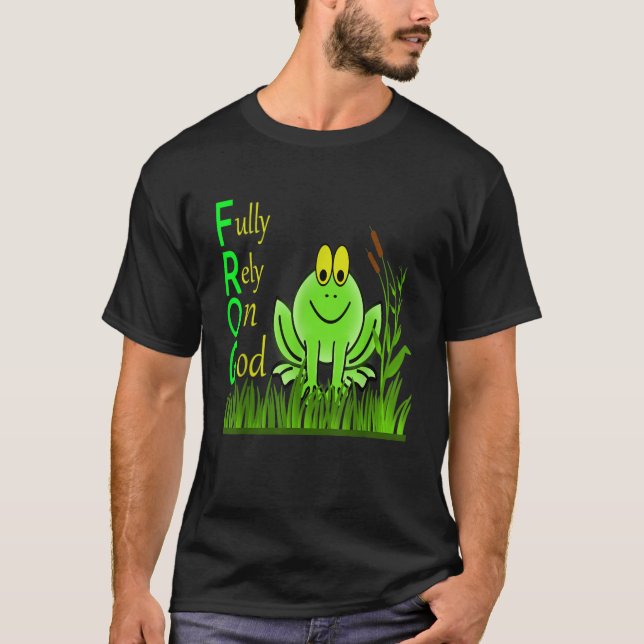 Camiseta Confiando inteiramente em Deus, SAPO, fé cristã, (Frente)