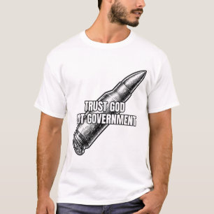 Camiseta Confie em Deus Não no Governo Bala 2º Emenda