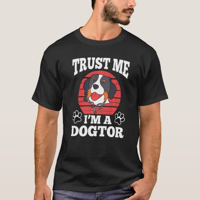Camiseta Confie em mim, sou um Dogtor Promocional Collie St (Frente)