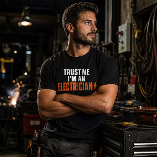 Camiseta Confie em Mim Sou um Eletricista Moderno Preto