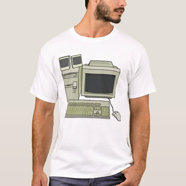 Camiseta Configuração de mesa de computador retrô (Frente)