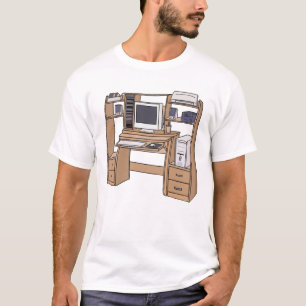 Camiseta Configuração de mesa de computador retrô anos 90 e
