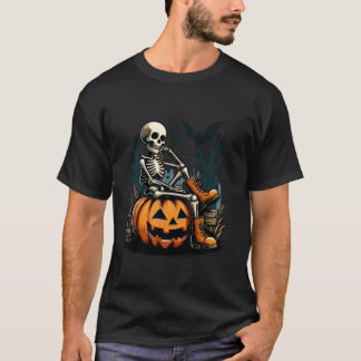 Camiseta Configuração Engraçada De Esqueleto À Espera Da Bo