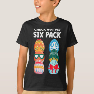 Camiseta Confira Meu Six Pack Ovo de Páscoa Engraçado Trein