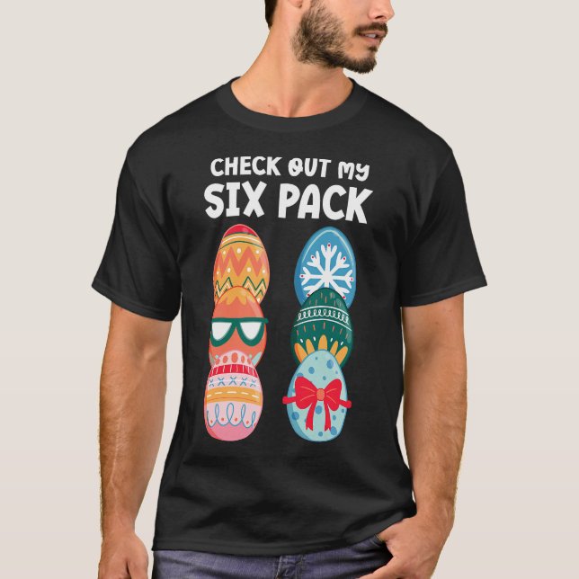 Camiseta Confira Meu Six Pack Piada de Ovo de Páscoa Abs Tr (Frente)
