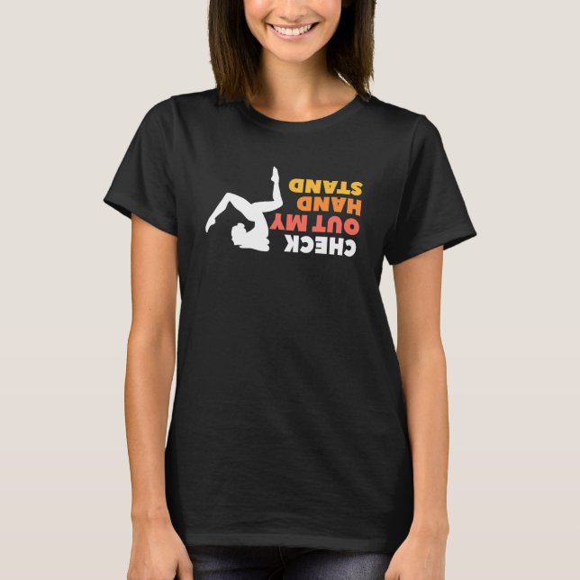 Camiseta Confira Minha Ginástica Acrobática de Parada de Mã (Frente)