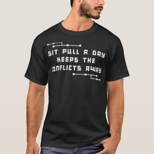 Camiseta Conflitos Git Pull - Citações do Desenvolvedor - M (Frente)