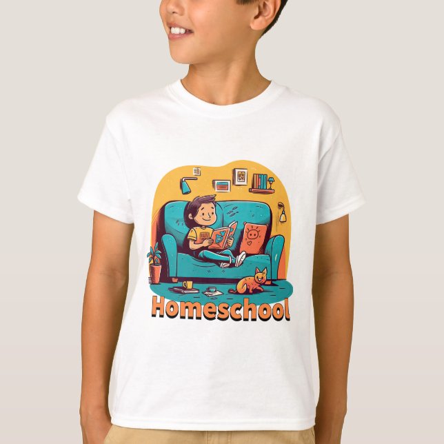 Camiseta Conforto da escola doméstica (Frente)