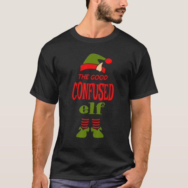 Camiseta CONFUSED Elf Good Christmas Matching Pajama Party (Frente)