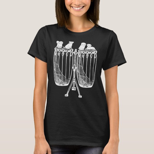 Camiseta Conga Com Cães Conga Player Cães Conga Tambor Inst (Frente)