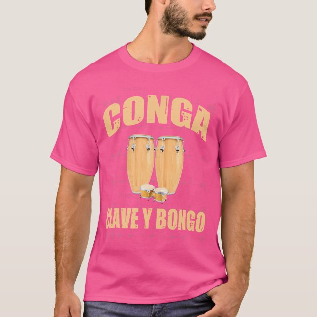 Camiseta Conga Drum Clave Y Bongo Drum Percussão (Frente)