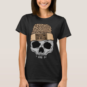 Camiseta Congelando À Morte Pele Leopardo Caveira Engraçado