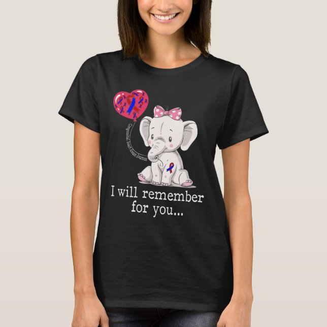 Camiseta Congenital Heart Disease Awareness Elephant  (Frente)
