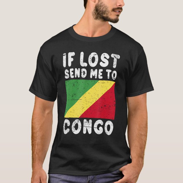 Camiseta Congo Flag Souvenir If lost send me to Congo (Frente)