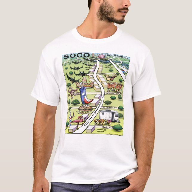 Camiseta Congresso do Sul Ave Mapa de Cartoons ATX (Frente)