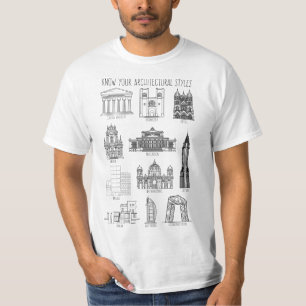 Camiseta Conheça Seu Estilos Arquitetônicos Edifica T-Shirt