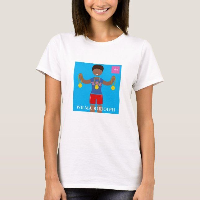 Camiseta Conheça seu HERstory: Wilma Rudolph (Frente)