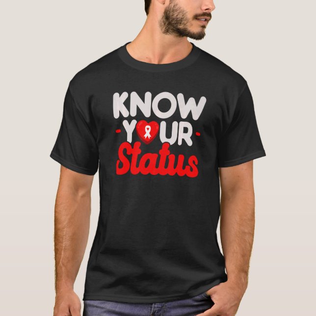 Camiseta Conheça seu status HIV Sida Conscientização da Fit (Frente)
