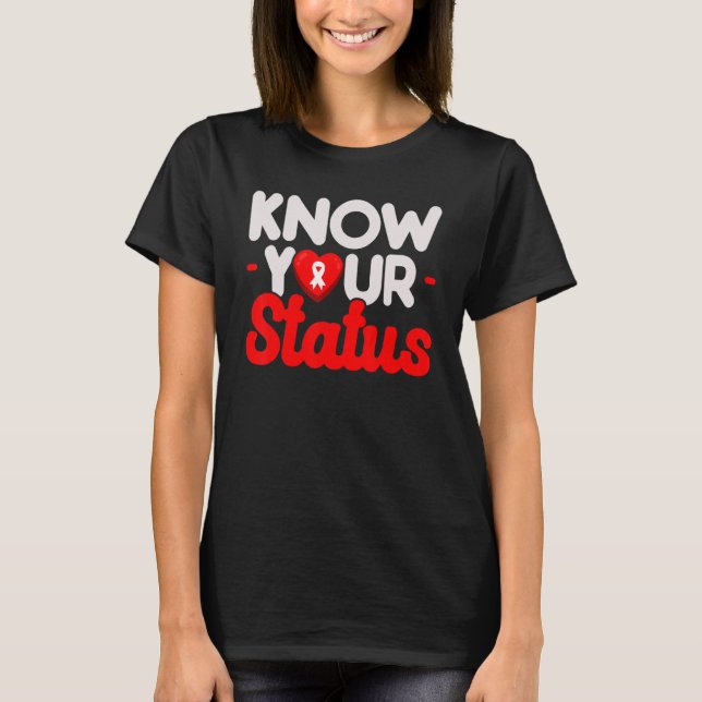 Camiseta Conheça seu status HIV Sida Conscientização da Fit (Frente)