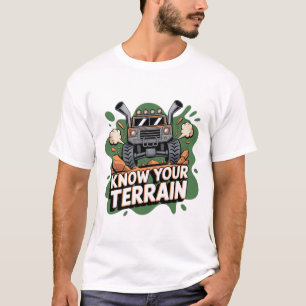 Camiseta Conheça Seu Terreno Caminhão Verde 4x4 Cartoon Off
