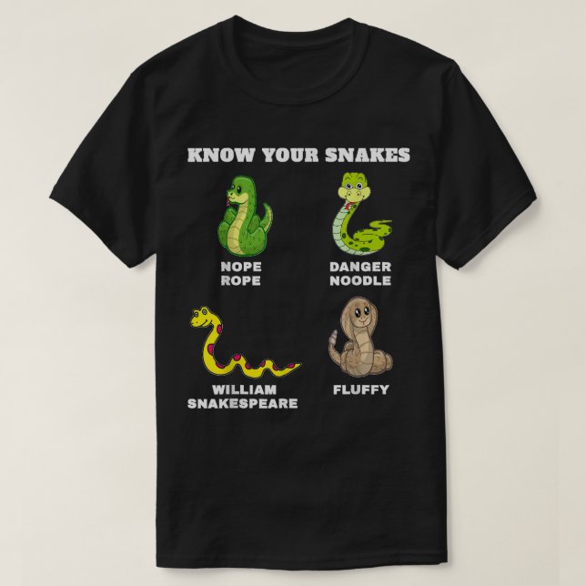 Camiseta Conheça Seus Cobras Nomes Engraçados Perigo Noodle (Frente do Design)