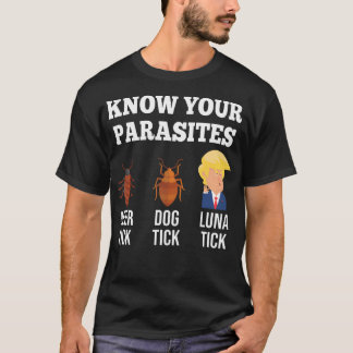 Camiseta Conheça Seus Parasitas Anti-Trump Engraçado Tique