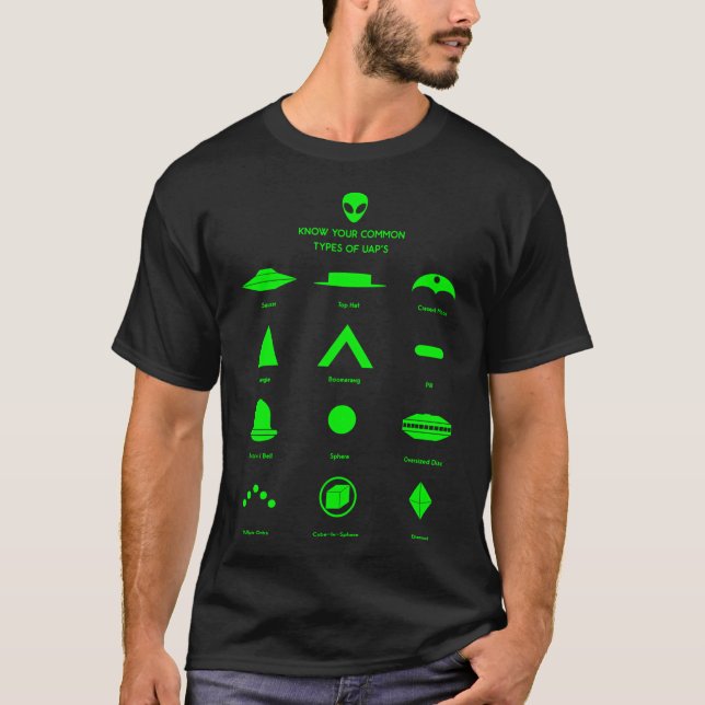 Camiseta Conheça Seus Tipos Comuns De Ufos - (Verde) (Frente)