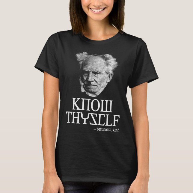 Camiseta Conhece-te Sócrates Descartes Schopenhauer Philo (Frente)