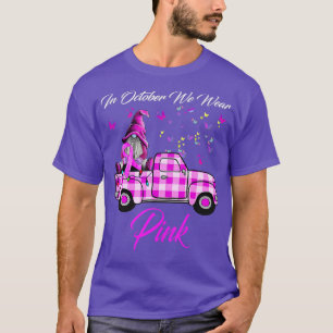 Camiseta Conhecimento do Cancer Mama Gnome Truck em outubro