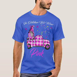 Camiseta Conhecimento do Cancer Mama Gnome Truck em outubro