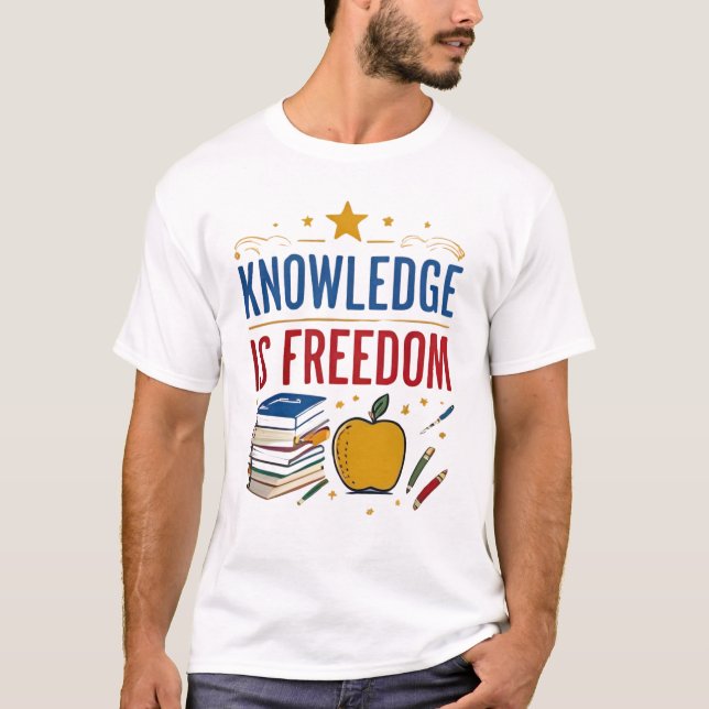 Camiseta Conhecimento é liberdade - Design educacional colo (Frente)