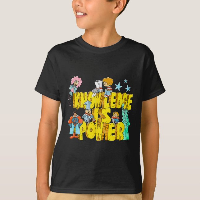 Camiseta Conhecimento é Poder Mulheres Gráfico Humor Infant (Frente)