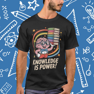 Camiseta Conhecimento é Poder Personagem Cerebral Fofo