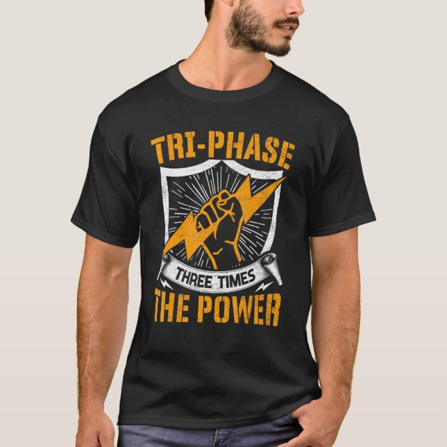 Camiseta Conhecimento Eletrônico Trifase Três Vezes Potênci (Frente)