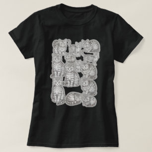 Camiseta Conjunto de Adesivos de Gato Tabby Gravado Vintage