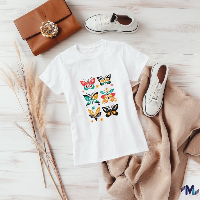 Camiseta Conjunto de Arte de Borboleta Abstrata Colorida (Criador carregado)