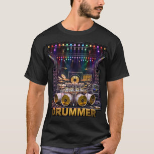 Camiseta Conjunto de Bateria Vintage - Vida de Artista Músi